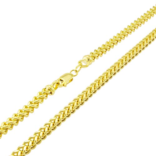 10k Yellow Gold 4mm Franco Chain Necklace, Mens VIP