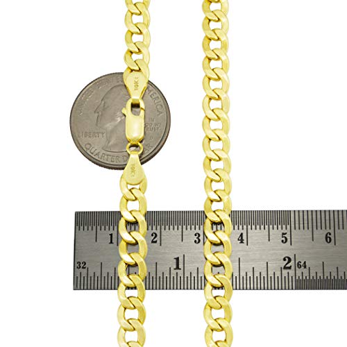Nuragold Yellow Gold Cuban Curb Link Chain Necklace