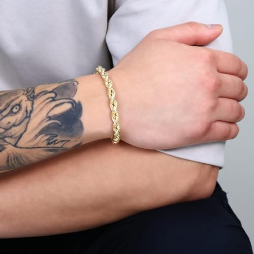 Nuragold 14k Yellow Gold 7mm Rope Bracelet