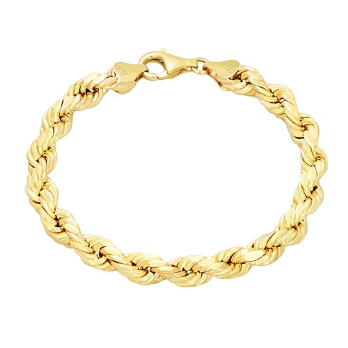 Nuragold 10k Yellow Gold Solid Rope Chain Bracelet