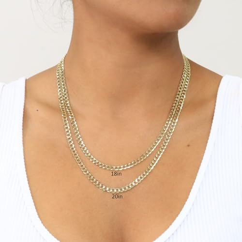 Nuragold 10k Yellow Gold 5mm Curb Link Necklace