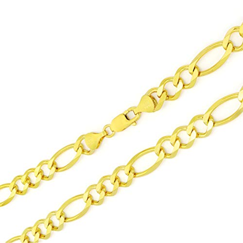 Men's 14k Yellow Gold 12mm Thick Figaro Chain Bracelet