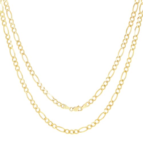 Nuragold 10k Yellow Gold Figaro Chain Necklace