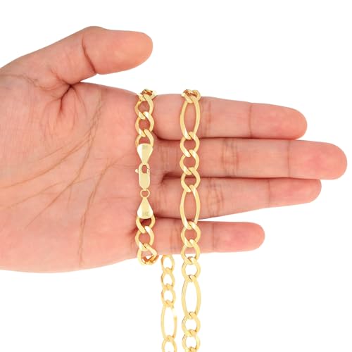 Nuragold 14k Yellow Gold 8mm Figaro Chain Necklace