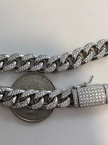 925 Sterling Silver Iced Out Cuban Link Set