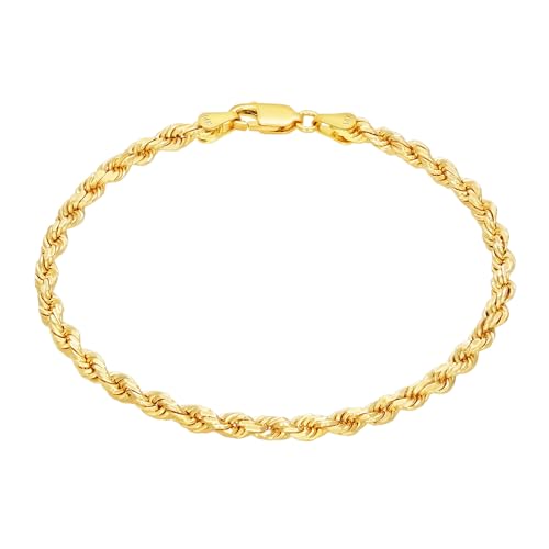 Nuragold 14k Yellow Gold Diamond Cut Rope Bracelet