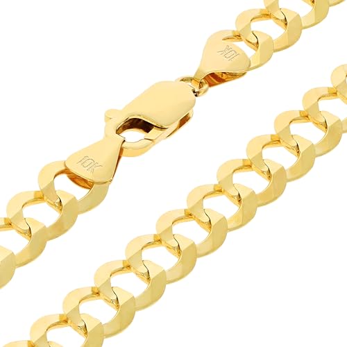 10k Yellow Gold 8mm Mens Cuban Curb Necklace