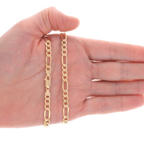 Nuragold 10k Figaro Chain Link Necklace Set