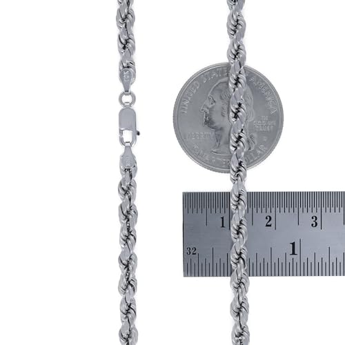 Nuragold 10k White Gold 4mm Rope Chain Necklace