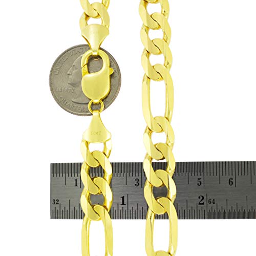 Men's 14k Yellow Gold 12mm Thick Figaro Chain Bracelet