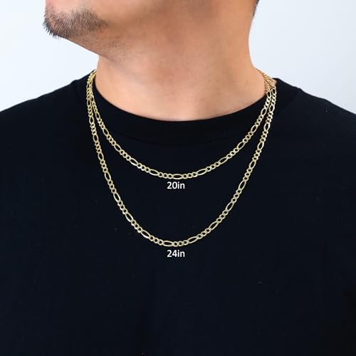Nuragold 10k Yellow Gold Figaro Chain Necklace