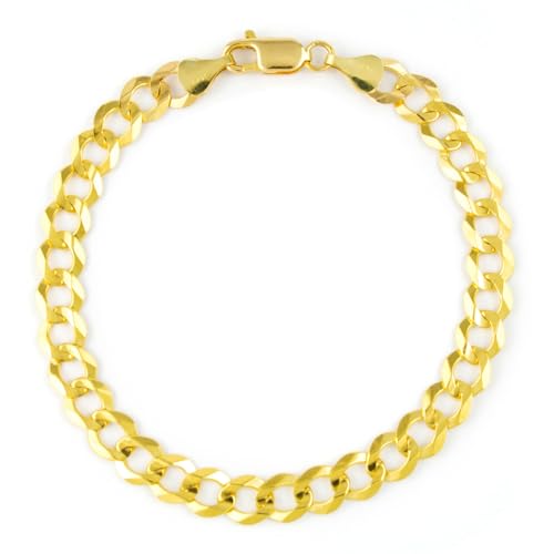 14k Yellow Gold 7mm Cuban Curb Chain Bracelet