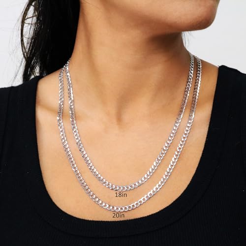 Nuragold 14k White Gold Cuban Link Chain Necklace