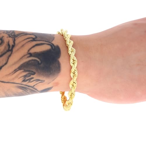 Nuragold 10k Yellow Gold Solid Rope Chain Bracelet
