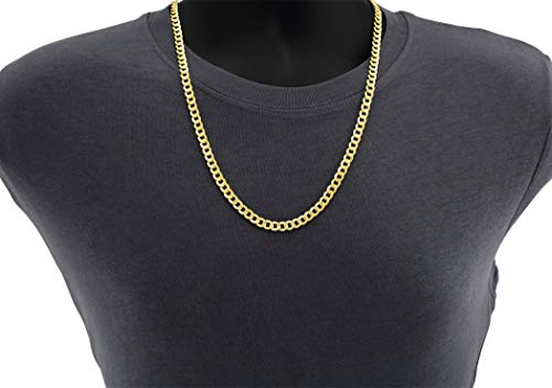Nuragold Yellow Gold Cuban Curb Link Chain Necklace