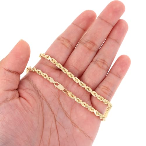 Men's 14k Yellow Gold 4mm Rope Chain Bracelet