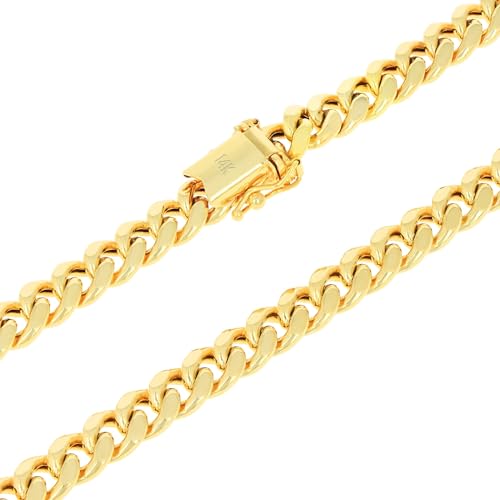Nuragold 14k Yellow Gold Miami Cuban Link Necklace