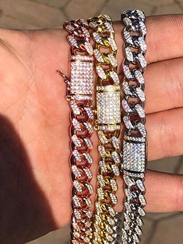 925 Sterling Silver Iced Out Cuban Link Set