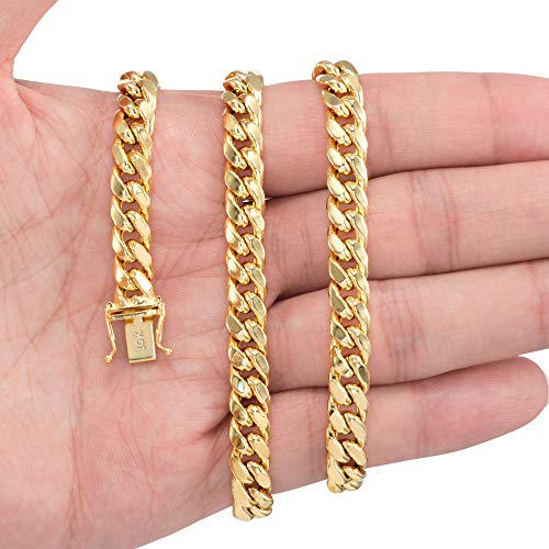 10k Yellow Gold Miami Cuban Link Chain Necklace