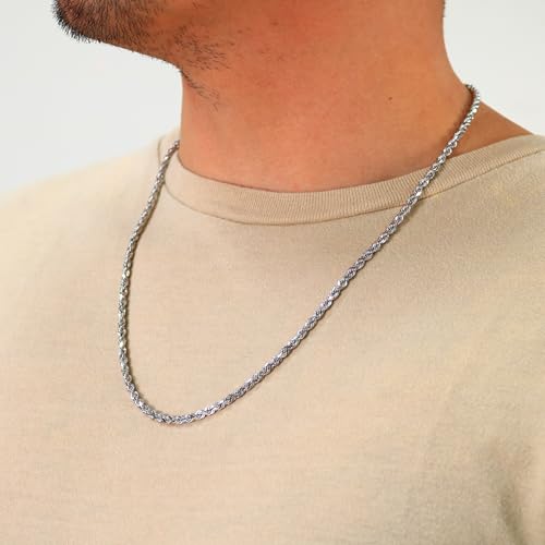Nuragold 10k White Gold 4mm Rope Chain Necklace