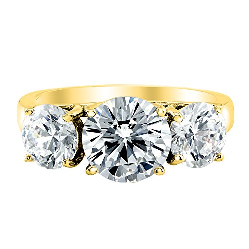4 Carat Round Diamond Engagement Ring in Yellow Gold