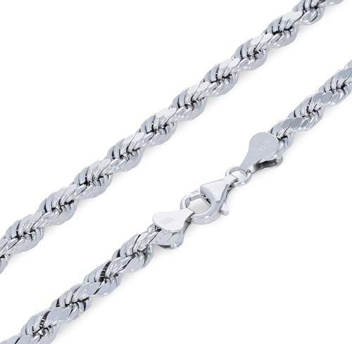 10k White Gold Diamond Cut Rope Chain Necklace