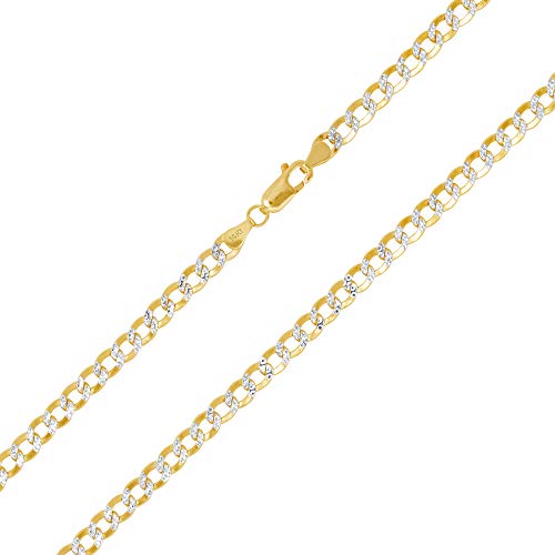 14k Yellow Gold Cuban Chain Necklace Two Tone