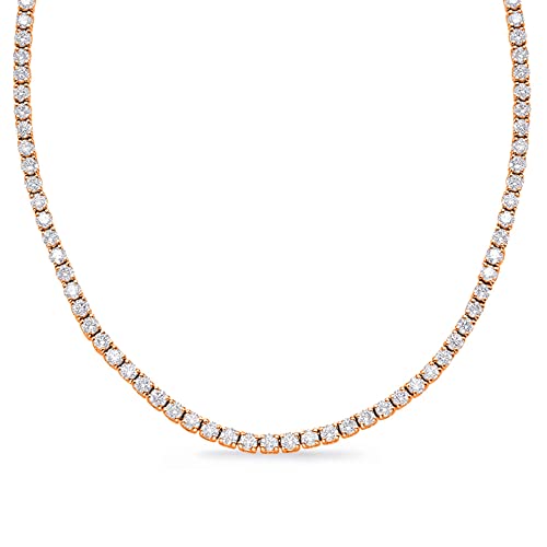 50ct Lab Grown Diamond Tennis Necklace, 14K Rose Gold