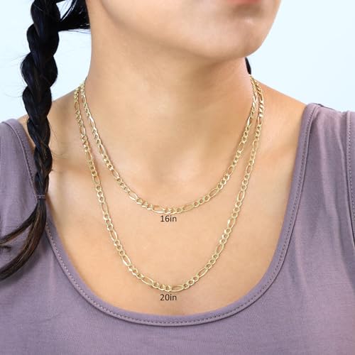 Nuragold 10k Yellow Gold Figaro Chain Necklace