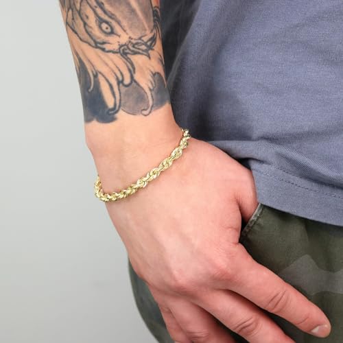 Nuragold 10k Yellow Gold Solid Rope Chain Bracelet