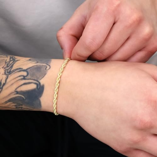 Nuragold 14k Yellow Gold Diamond Cut Rope Bracelet