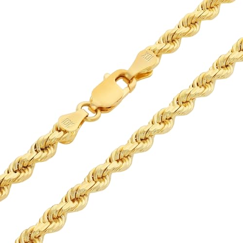 Nuragold 10k Diamond Cut Rope Chain Necklace, Mens/Womens