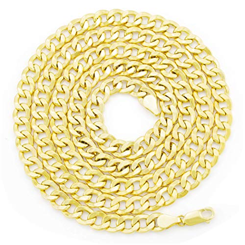 Nuragold Yellow Gold Cuban Curb Link Chain Necklace