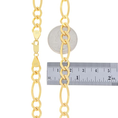 Nuragold 14k Yellow Gold 8mm Figaro Chain Necklace