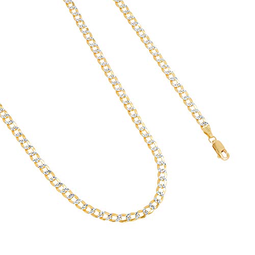 14k Yellow Gold Cuban Chain Necklace Two Tone