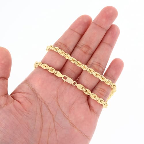 Nuragold 10k Yellow Gold Rope Chain with Diamond-Cut