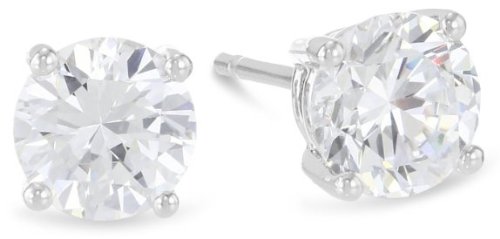 White Diamond Stud Earrings in 14K Gold VIP