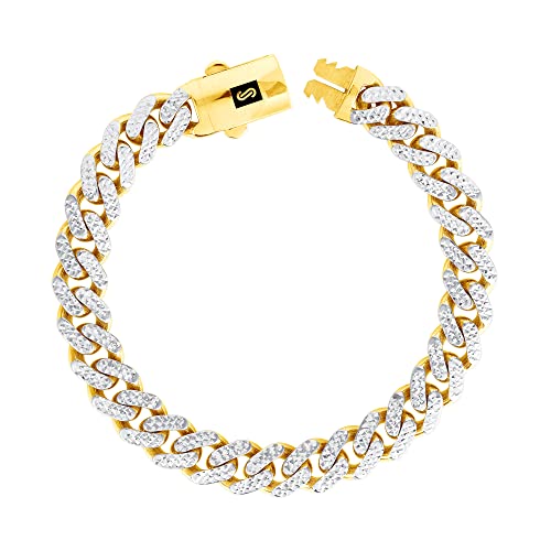 Nuragold 10k Yellow Gold Cuban Link Bracelet Men's