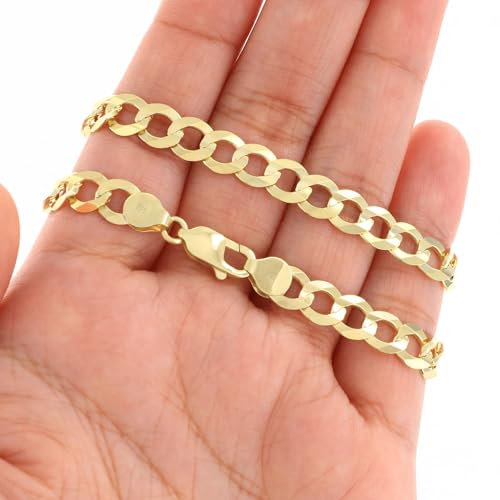 14k Yellow Gold 7mm Cuban Curb Chain Bracelet