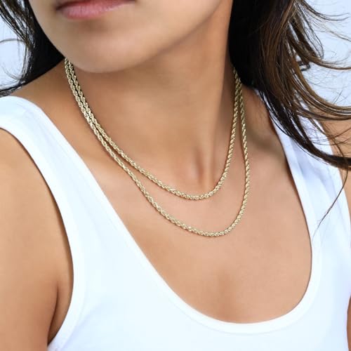 Nuragold 10k Diamond Cut Rope Chain Necklace, Mens/Womens