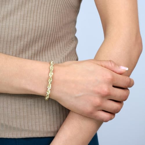 Nuragold 10k Yellow Gold Solid Rope Chain Bracelet