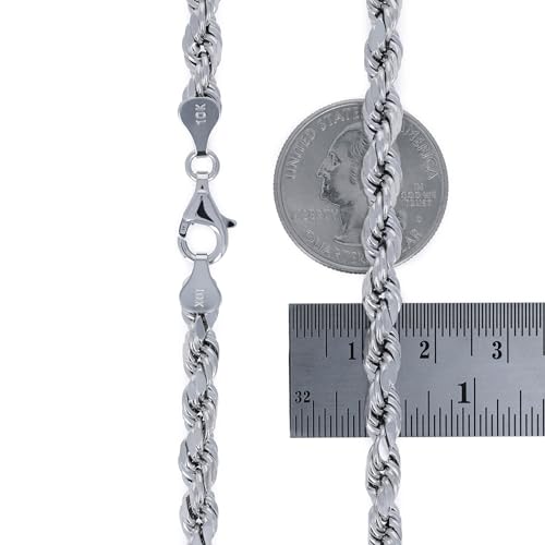 10k White Gold Diamond Cut Rope Chain Necklace