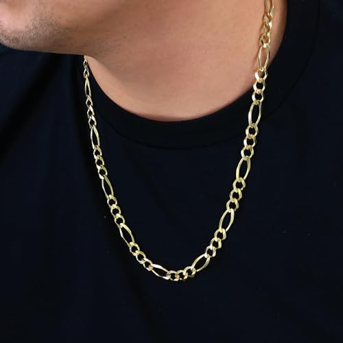 Nuragold 14k Yellow Gold 8mm Figaro Chain Necklace