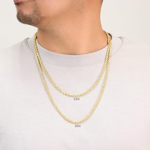 Nuragold 14k Yellow Gold Solid Rope Chain Necklace
