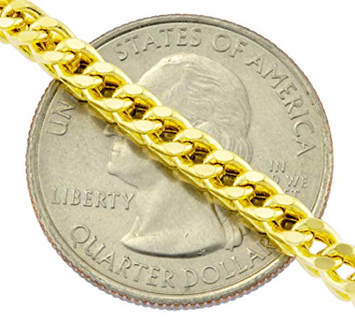 10k Yellow Gold 4mm Franco Chain Necklace, Mens VIP