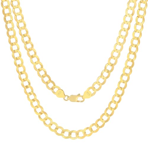 Nuragold 10k Yellow Gold Cuban Curb Chain Necklace