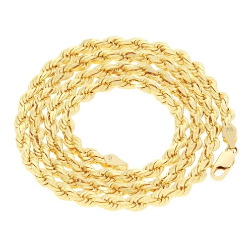 Nuragold 10k Yellow Gold Rope Chain with Diamond-Cut