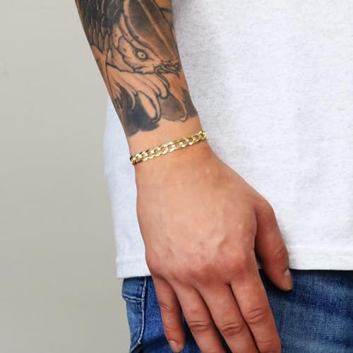 14k Yellow Gold 7mm Cuban Curb Chain Bracelet