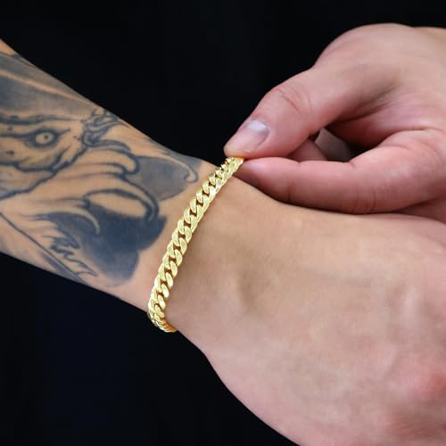 Nuragold 14k Yellow Gold Cuban Link Chain Bracelet