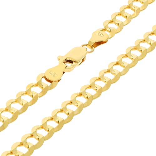 Premium 14k Yellow Gold Solid Cuban Chain Necklace